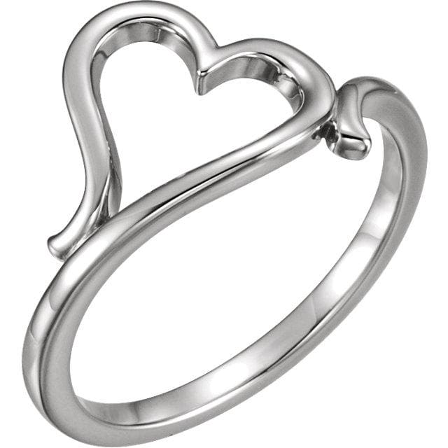 White gold heart ring 
