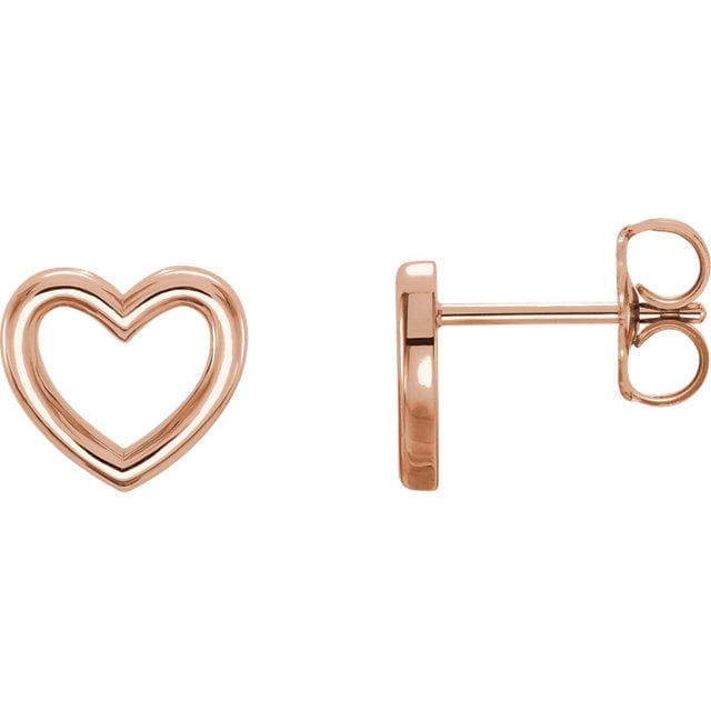 rose gold heart outline earrings