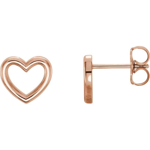 rose gold heart outline earrings