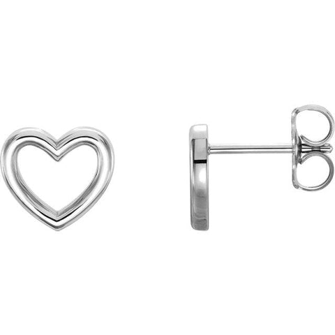 white gold heart outline earrings 