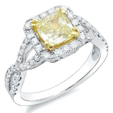 Yellow Cushion Cut Diamond Ring