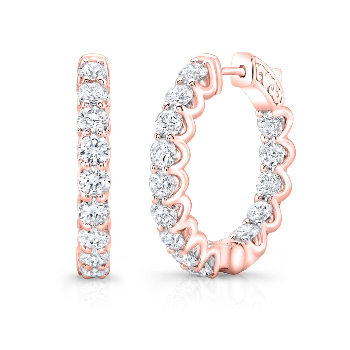 Inside out diamond hoop earrings  rose gold