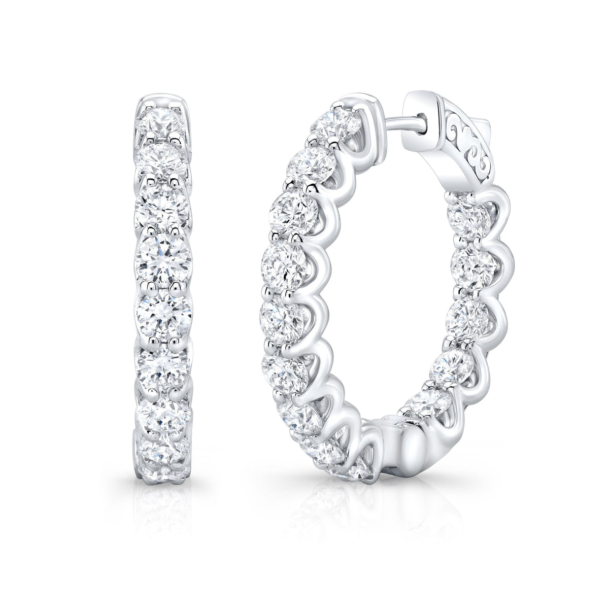 Inside out diamond hoop earrings white gold