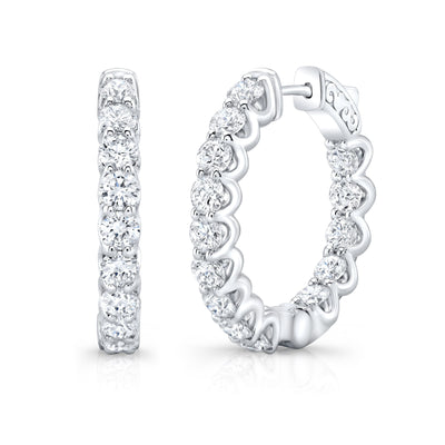 Inside Out Diamond Hoop Earrings White Gold