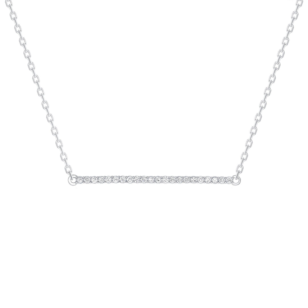 Horizontal Diamond Bar Necklace White