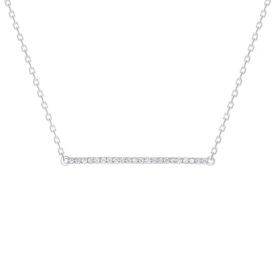 Horizontal Diamond Bar Necklace White