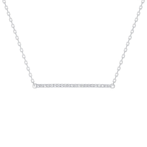 Horizontal Diamond Bar Necklace White