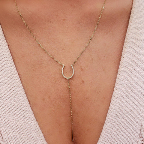 Horseshoe Bezel Diamond Chain Necklace