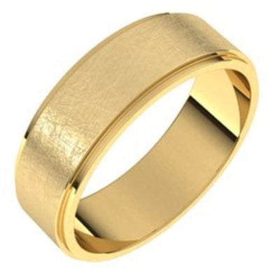 14K Gold Ice polish Edged Wedding Band 6mm