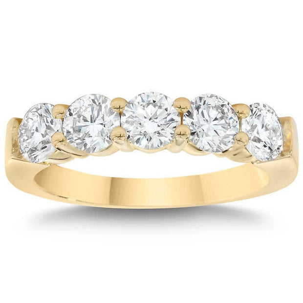 5 Stone Anniversary Ring Yellow Gold