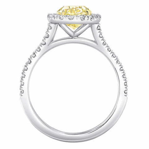 2.90 Ct. Halo Canary Fancy Intense yellow Oval Engagement Ring VVS1 GIA