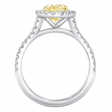 2.90 Ct. Halo Canary Fancy Intense yellow Oval Engagement Ring VVS1 GIA