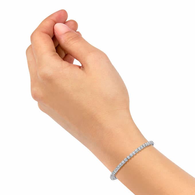 Diamond tennis bracelet on hand