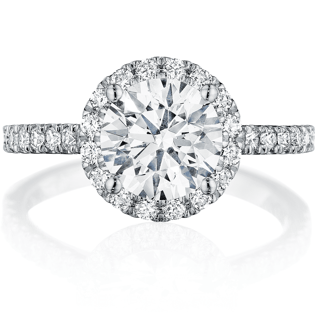1.95 Ct. Halo Round Cut Diamond Ring H Color VS1 GIA Certified Triple Excellent