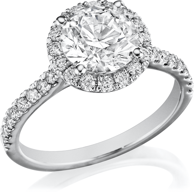 Round Halo Engagement Ring Side View