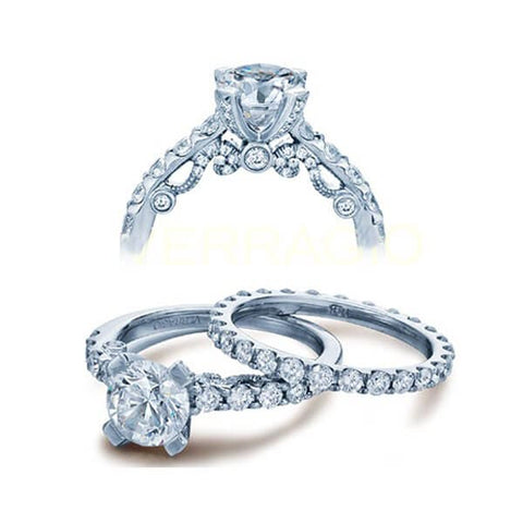 Solitaire U-Pave Diamond Verragio Insigina Round Cut Diamond Engagement Ring