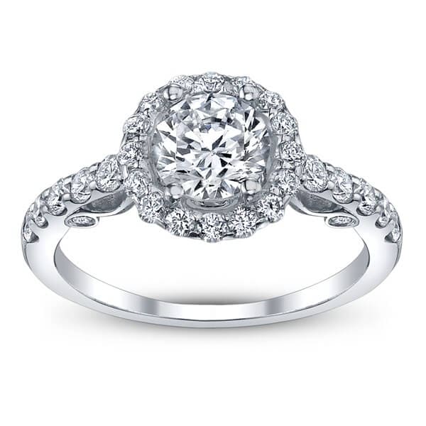 Halo U-Pave Diamond Verragio Insigina Round Cut Diamond Engagement Ring