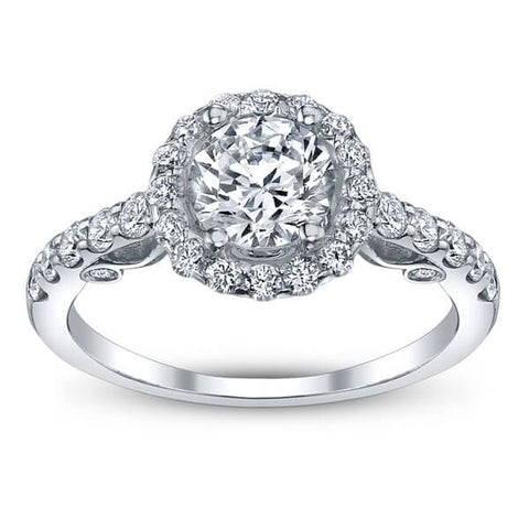 Halo U-Pave Diamond Verragio Insigina Round Cut Diamond Engagement Ring