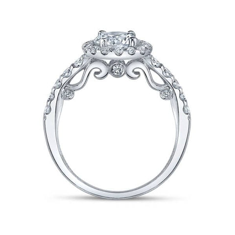 Halo U-Pave Diamond Verragio Insigina Round Cut Diamond Engagement Ring
