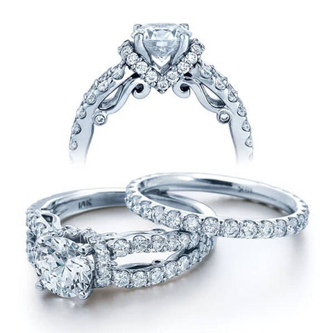 Round Cut Designer Split Shank Diamond Engagement Ring From The Verragio Insignia Collection
