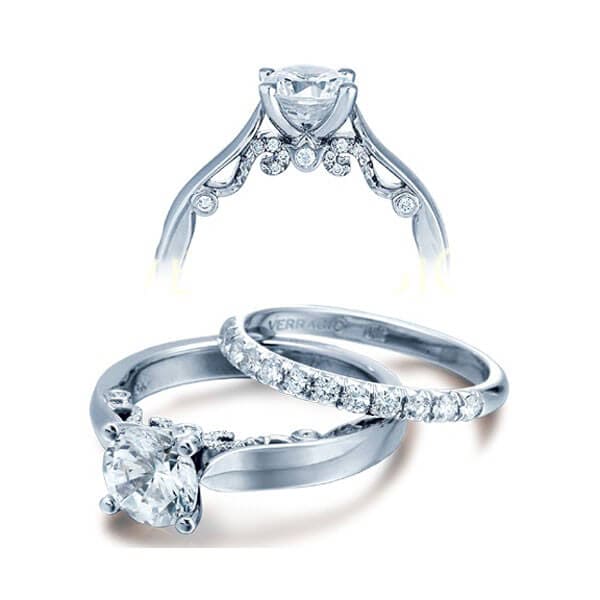 Micro Pave Round Brilliant Cut Diamond Verragio Insignia Engagement Ring Solitaire