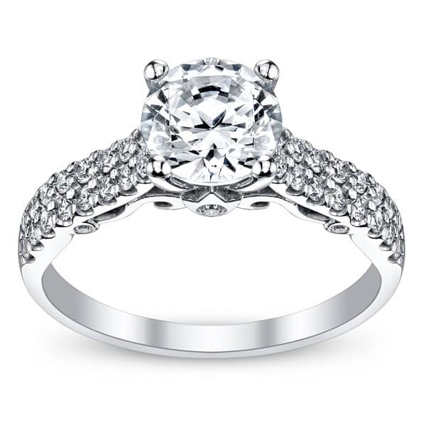 Double row round brilliant cut diamond verragio insignia engagement ring