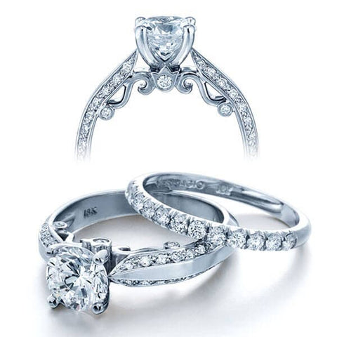 Pave Round Brilliant Cut Diamond Verragio Insignia Engagement Ring