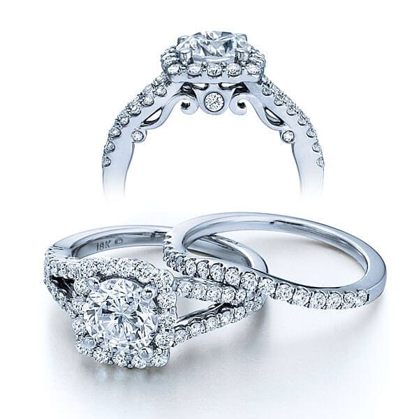 U- Pave Round Cut Split Shank Verragio Insignia Diamond Engagement Ring