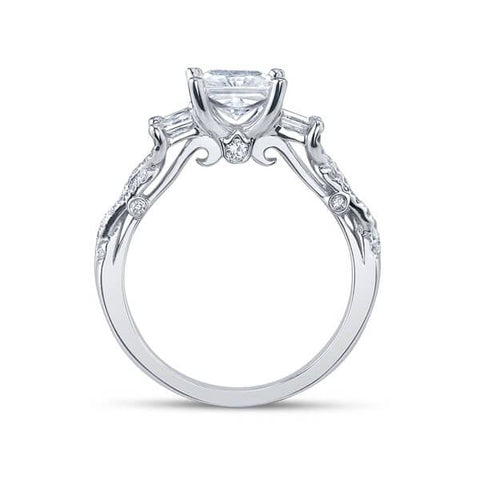 Cross Over Three Stone Verragio Insignia Princess Cut Diamond Engagement Ring
