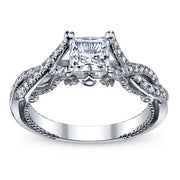 Designer Princess Brilliant Cut Diamond Cross Over Verragio Insignia Engagement Ring
