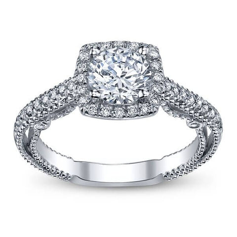 U- Pave Milgrain Round Brilliant Cut Diamond Verragio Insignia Engagement Ring