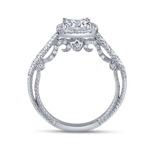 U- Pave Milgrain Round Brilliant Cut Diamond Verragio Insignia Engagement Ring