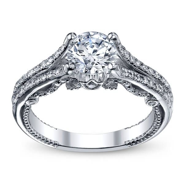 Verragio insignia split shank round brilliant cut diamond engagement ring