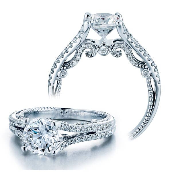 Verragio insignia split shank round brilliant cut diamond engagement ring