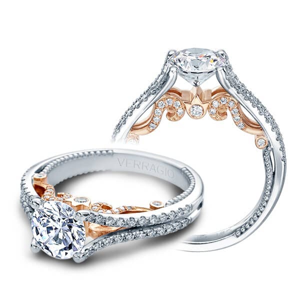 Split shank round brilliant cut diamond verragio insignia engagement ring