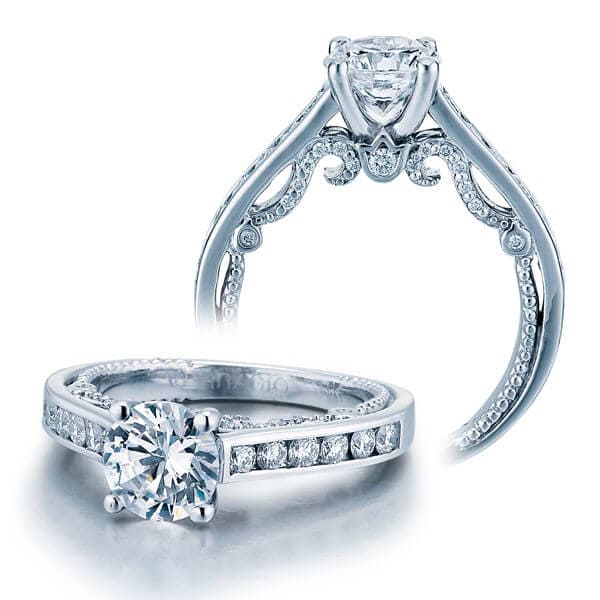 Channel set verragio insignia round brilliant cut diamond engagement ring