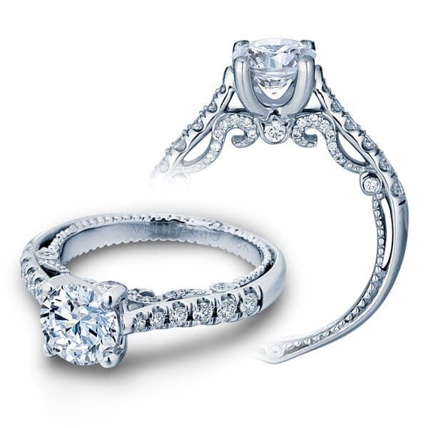 U- Pave Verragio Insignia Round Brilliant Cut Diamond Engagement Ring