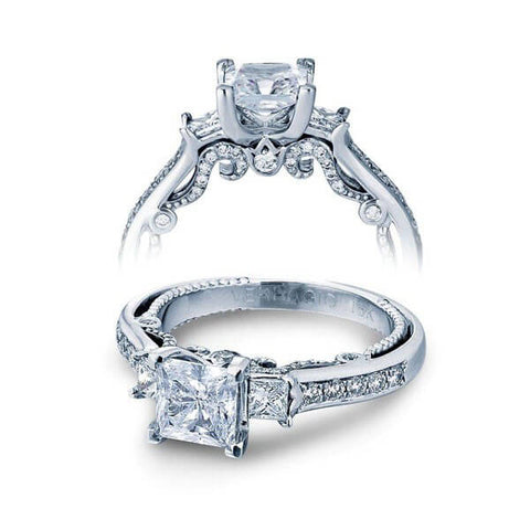 Princess Cut Designer Three Stone Verragio Insignia Diamond Engagement Ring