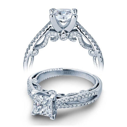 Verragio Insignia Princess Brilliant Cut Diamond Split Shank Engagement Ring W/ Milgrain