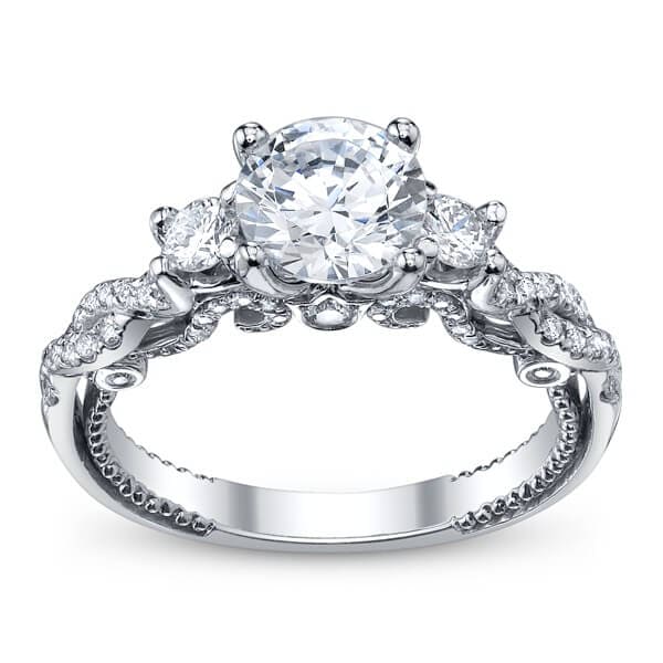 Three stone verragio insignia infinite design round cut diamond engagement ring