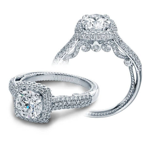 Antique Micro Pave Round Brilliant Cut Diamond Verragio Insigina Engagement Ring