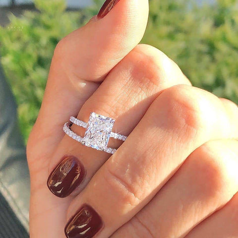 3.20 Ct. Radiant Cut Eternity Engagement Ring H Color VS1 GIA Certified