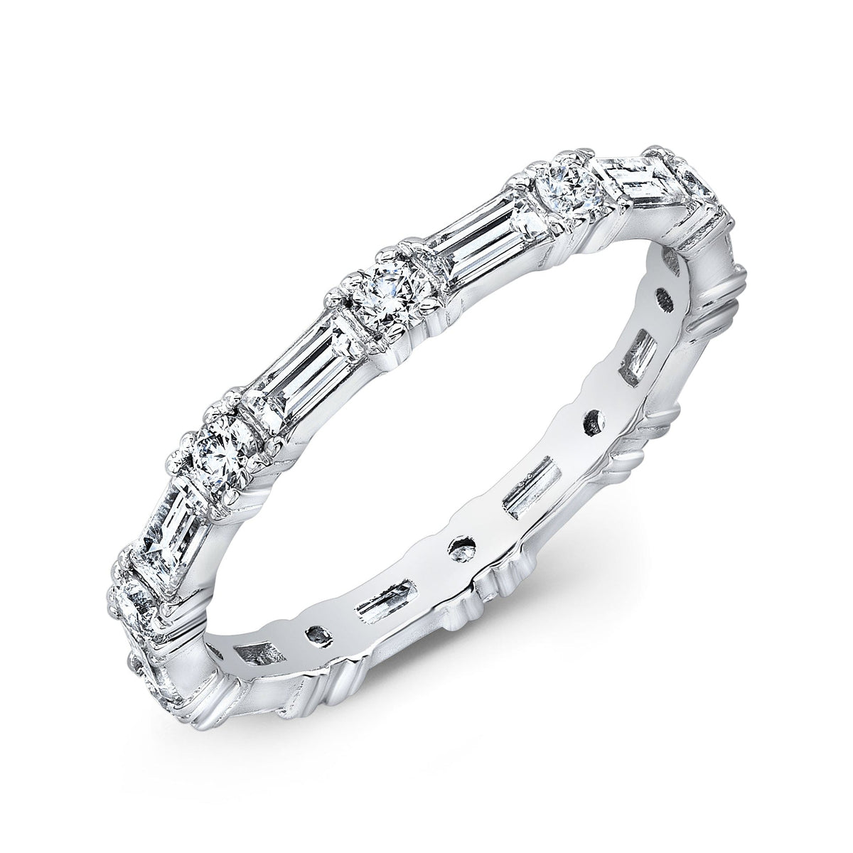  baguette & round diamond eternity band