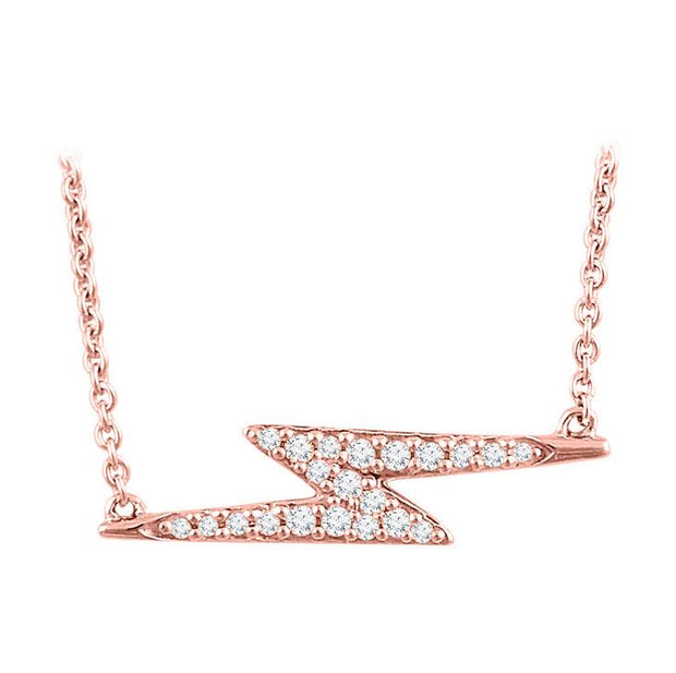 14k rose gold lightning bolt diamond necklace