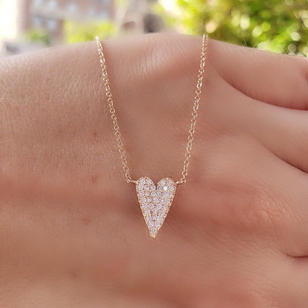 diamond heart necklace rose gold