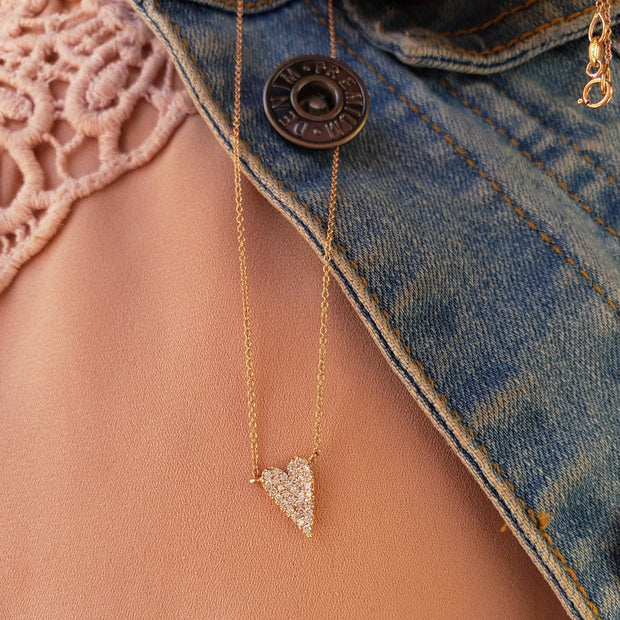 diamond heart necklace rose gold