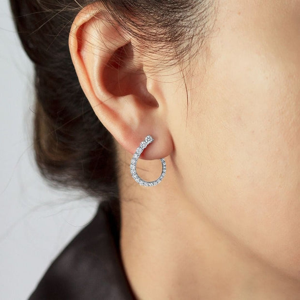 Diamond Oval Hoop Earrings