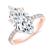 Marquise Hidden Halo Engagement Ring Rose Gold
