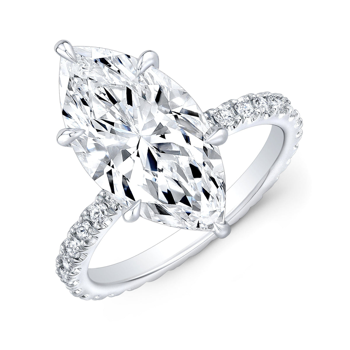 Marquise cut hidden halo diamond engagement ring  white gold