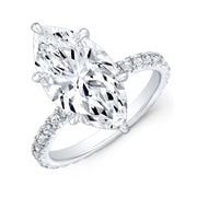 Marquise Cut Hidden Halo Diamond Engagement Ring  White Gold